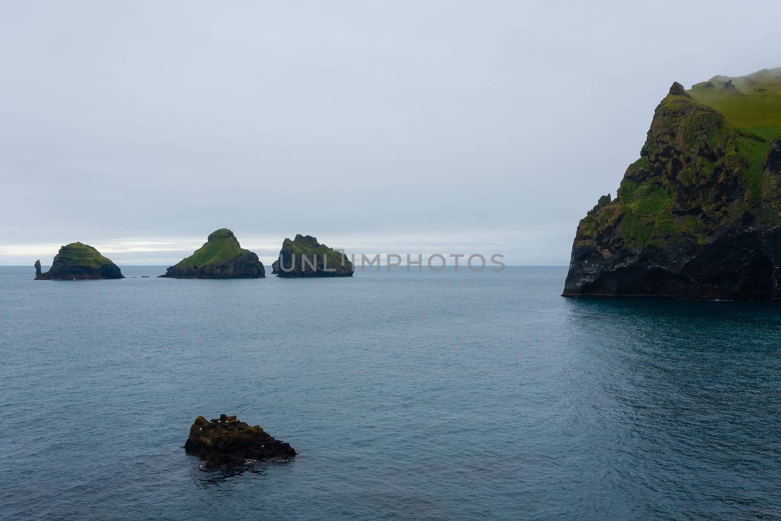 Elephant shape rock, Vestmannaeyjar island beach, Iceland. Vestmann Islands