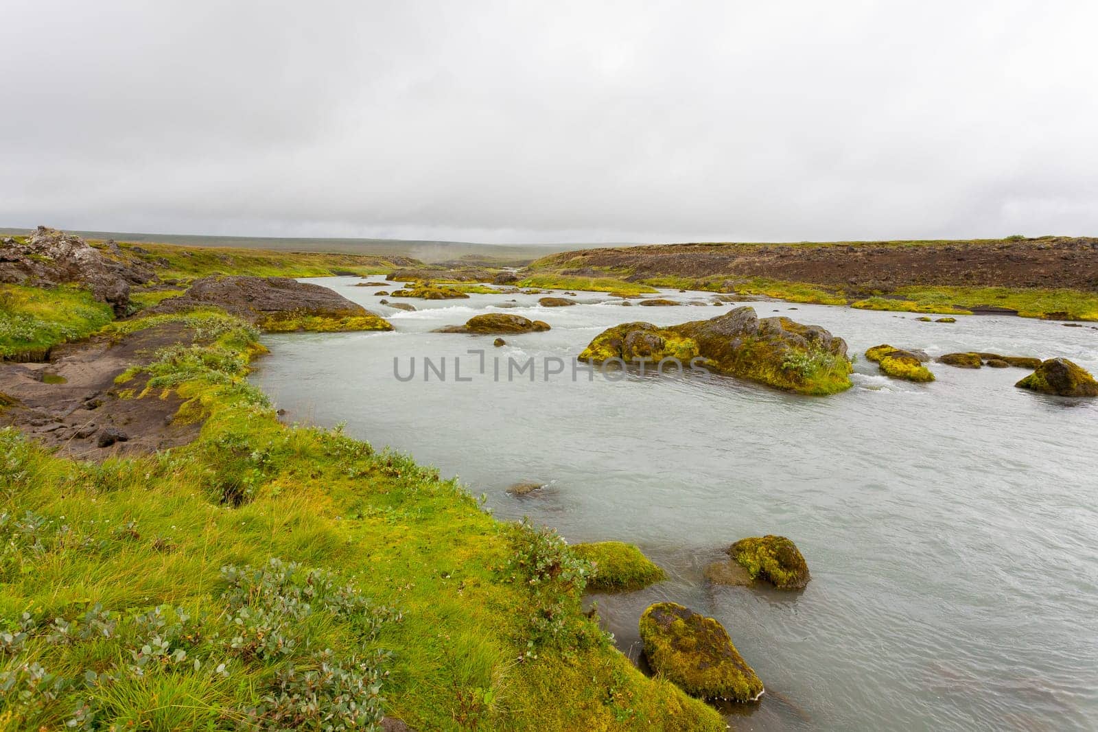 Godafoss falls in summer season view, Iceland. Icelandic landscape.