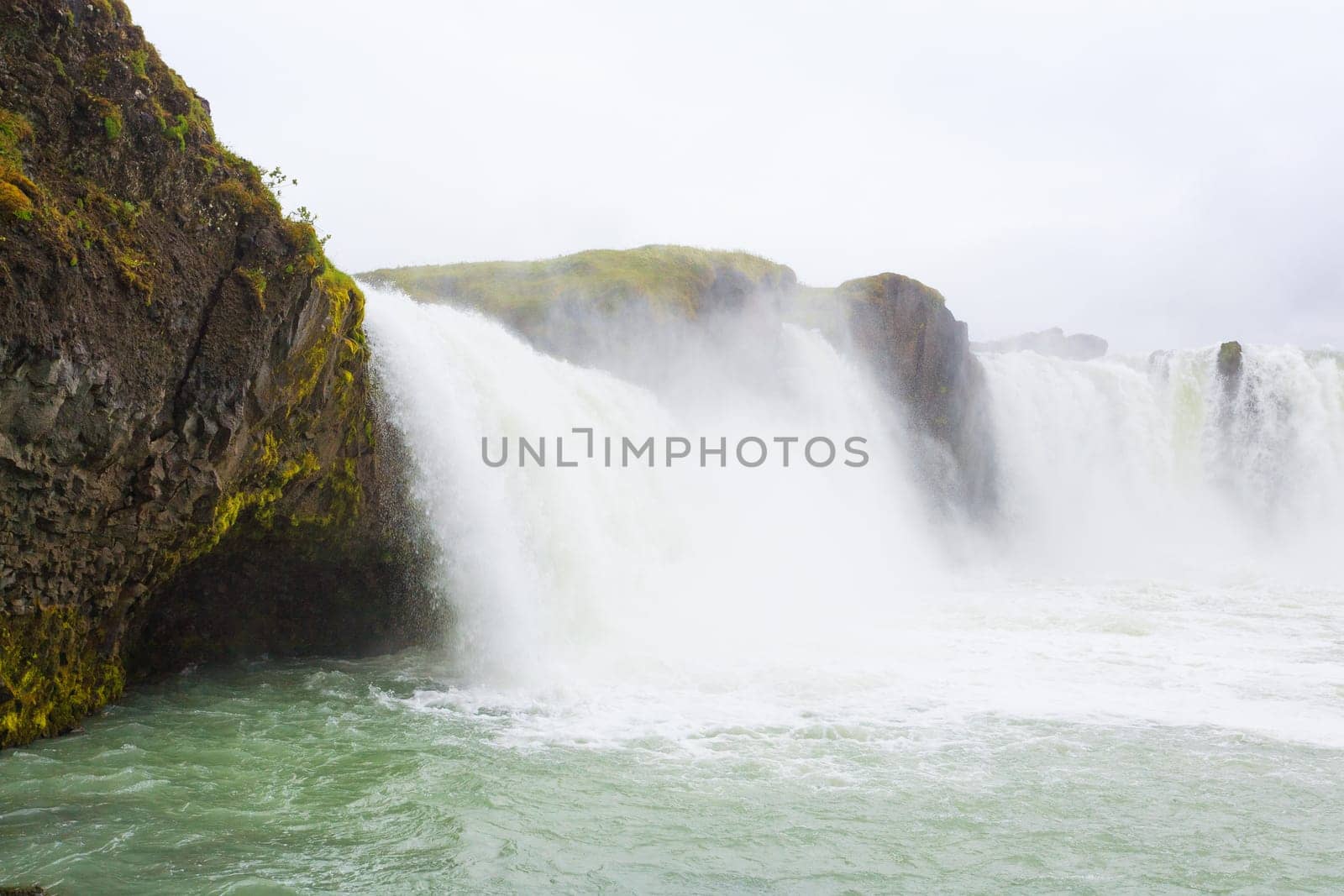 Godafoss falls in summer season view, Iceland. Icelandic landscape.