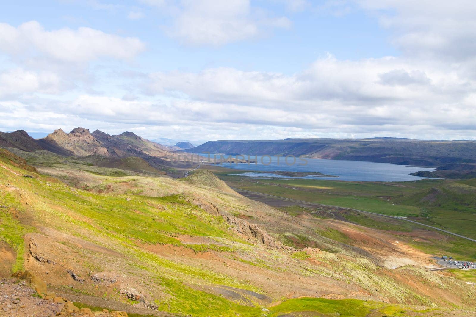 Seltun area aerial landscape, southern peninsula, Reykjanes, Iceland.