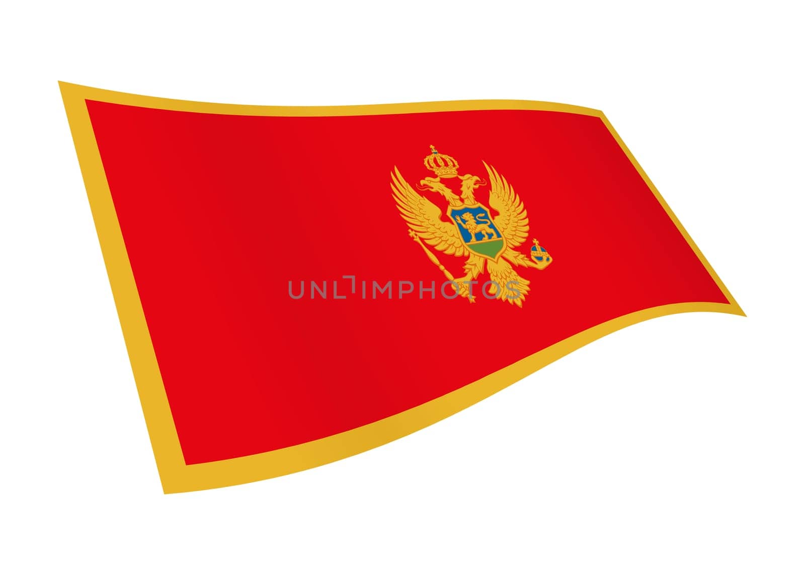 A Montenegro waving flag graphic isolated on white with clipping path 3d illustration