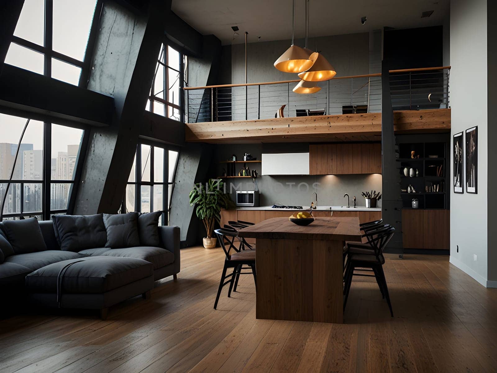 Interior of the modern loft apartment