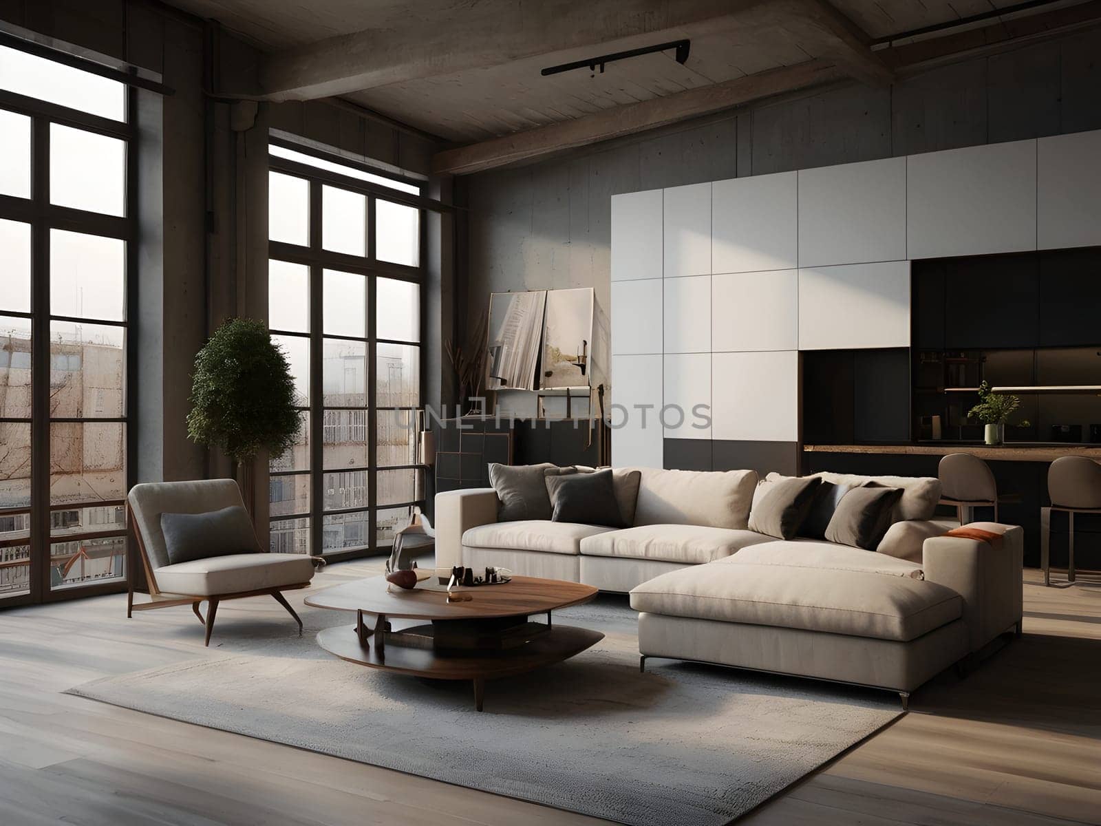 Interior of the modern loft apartment