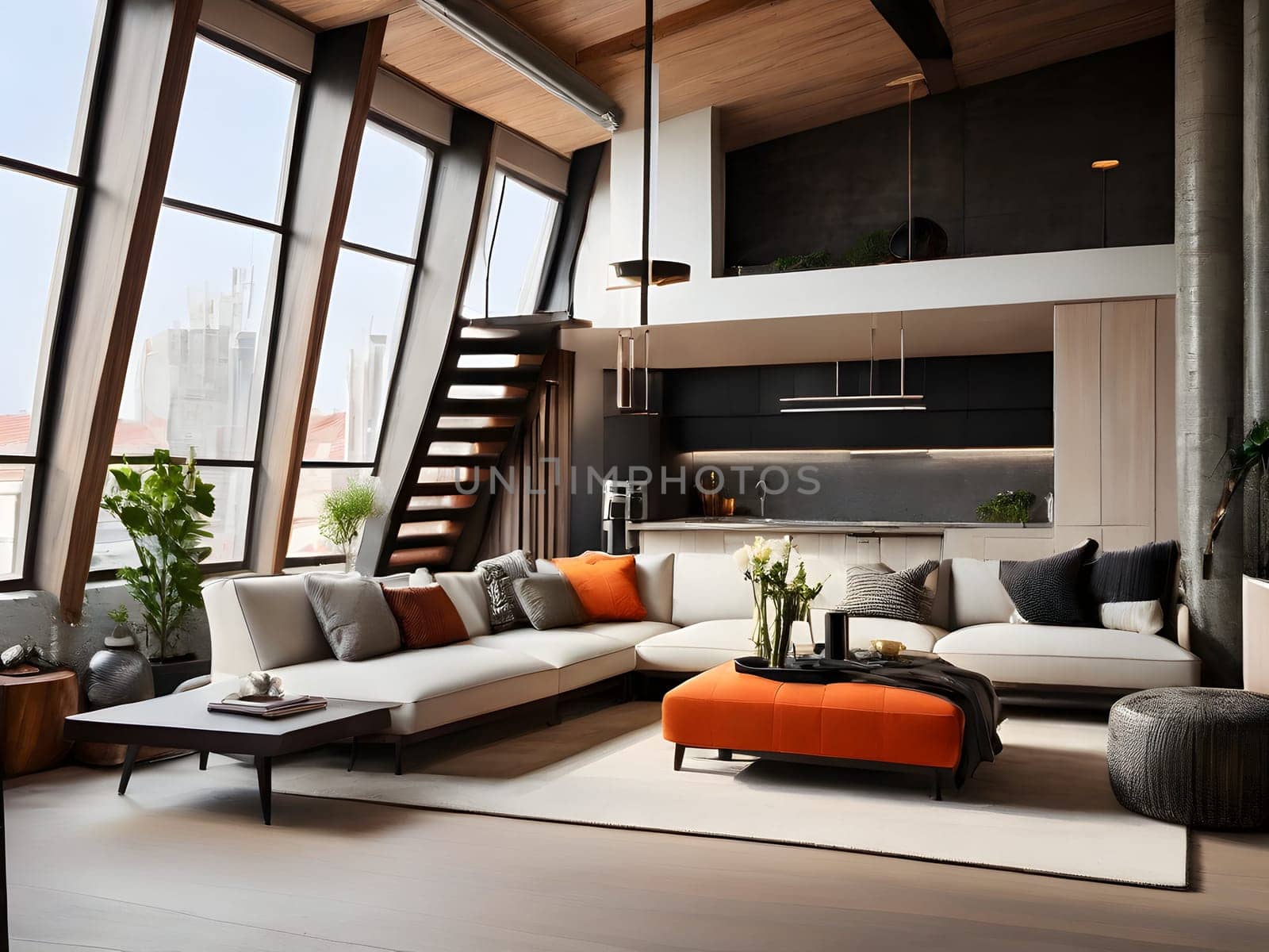 Interior of the modern loft apartment