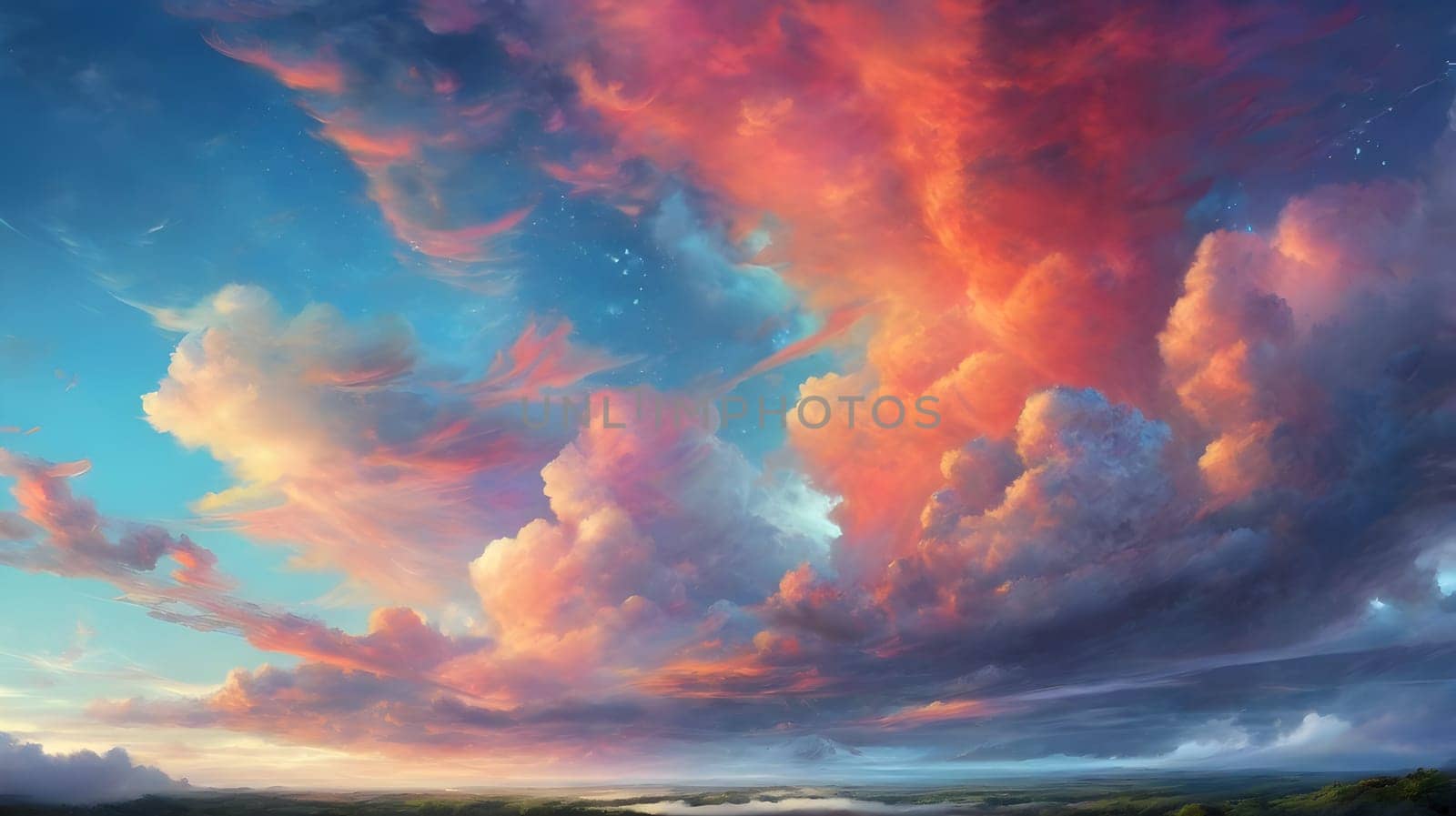Beautiful sky with fluffy clouds