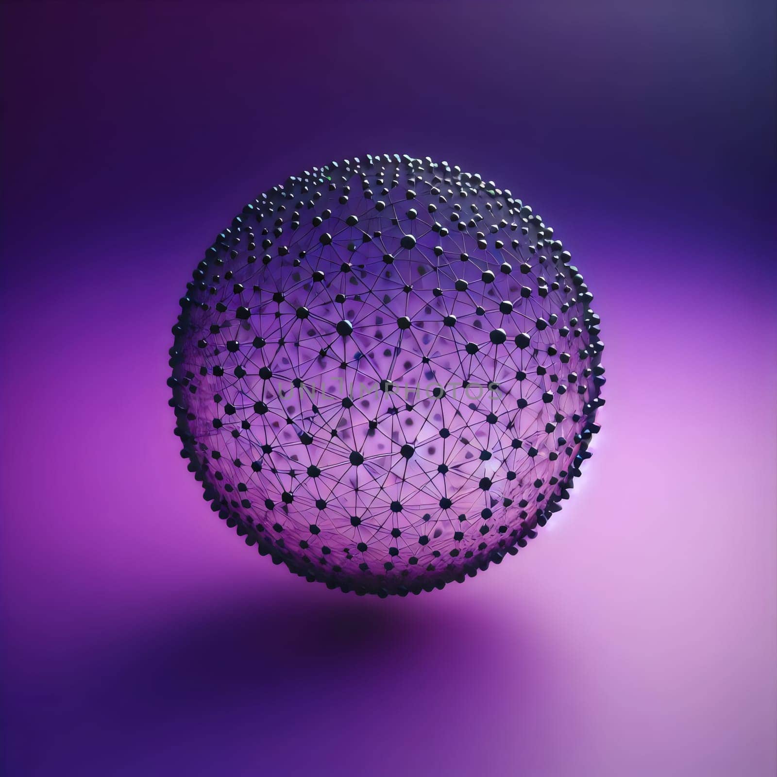 A 3D rendering of a sphere, with a network of black lines connecting black nodes. The sphere represents the interconnectedness of the world and the power of networks. A high-quality photo.