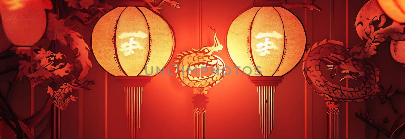 Brightly lit lanterns and intricate dragon designs create an enchanting atmosphere during a cultural festival celebration, showcasing rich traditions.