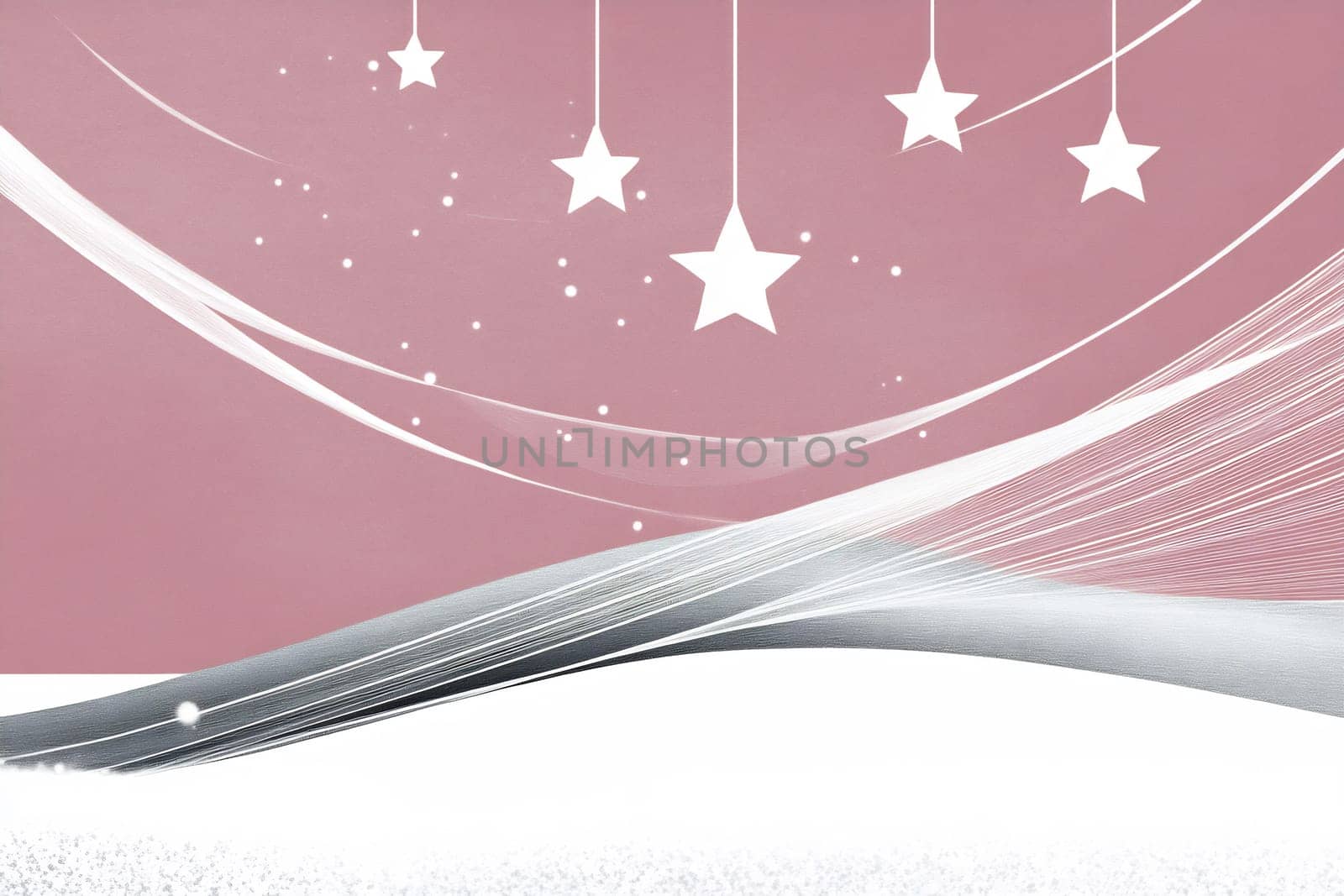 Delicate stars and swirling lines create a whimsical design against a soft pink backdrop, evoking a dreamy atmosphere.