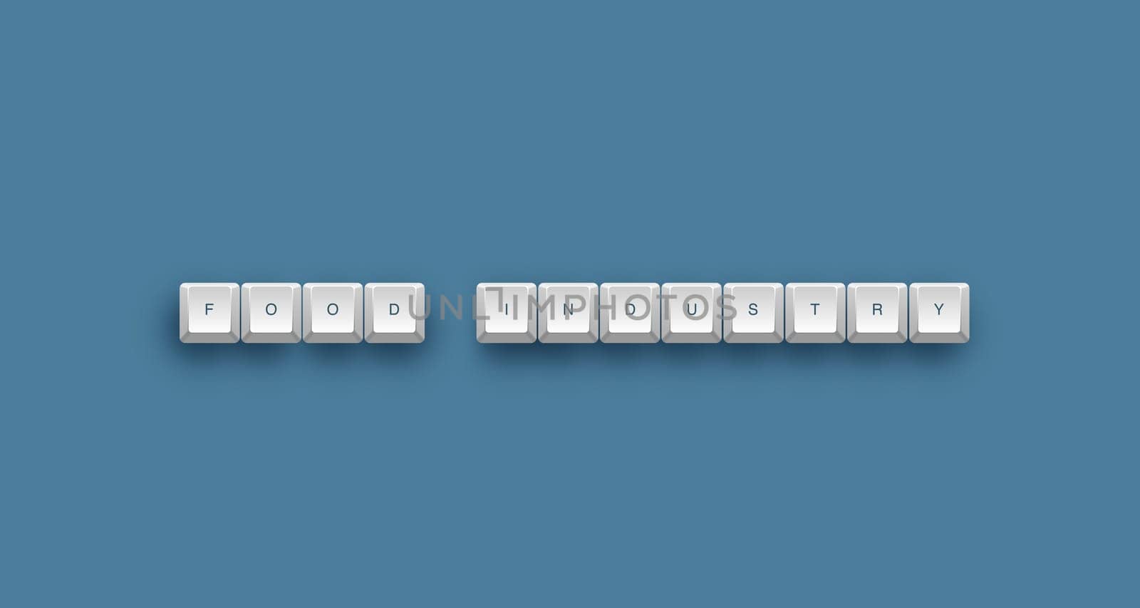 Food industry text on a 3d keyboard button with shadow, 3d illustration