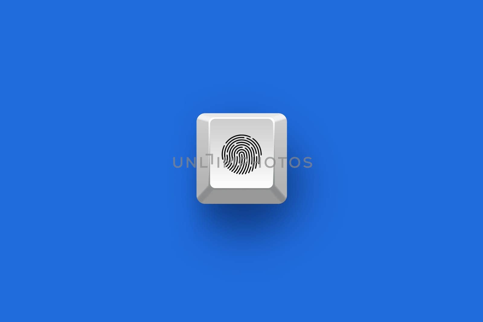 Fingerprint on a 3d keyboard button with shadow, 3d illustration