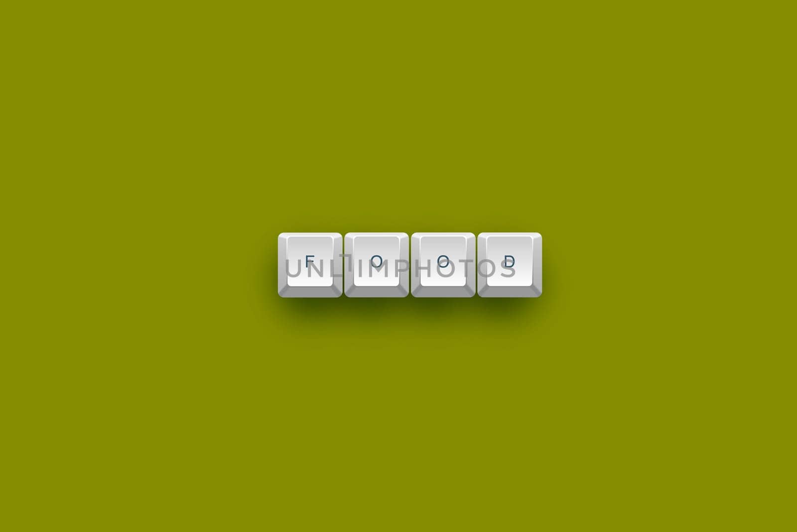 Food text on a 3d keyboard button with shadow, 3d illustration