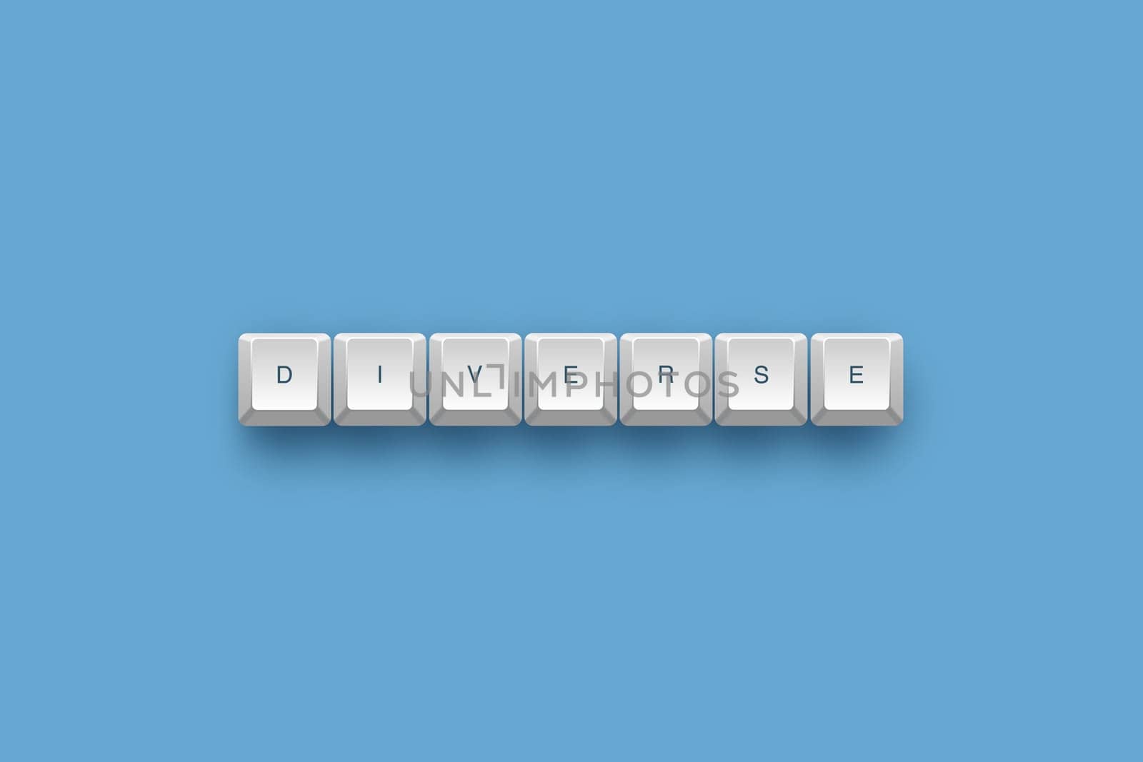 Diverse text on a 3d keyboard button with shadow, 3d Illustration