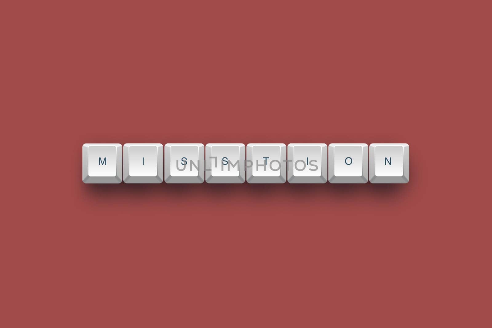Mission text on a 3d keyboard button with shadow, 3d illustration