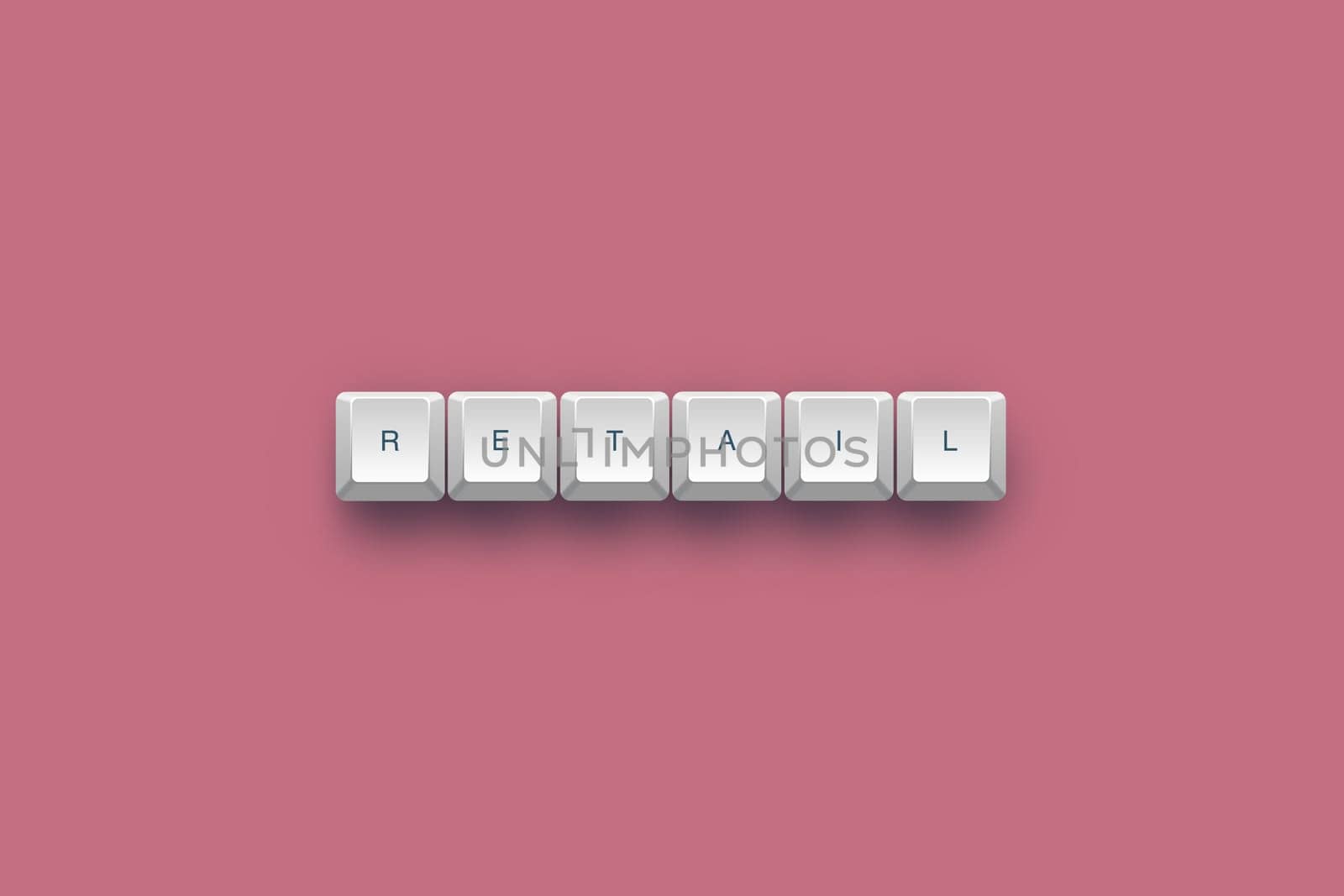 Retail text on a 3d keyboard button with shadow, 3d illustration