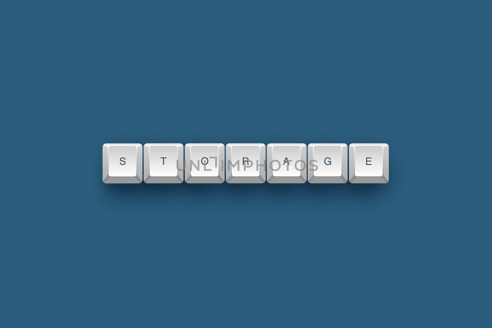 storage text on a 3d keyboard button with shadow, 3d Illustration