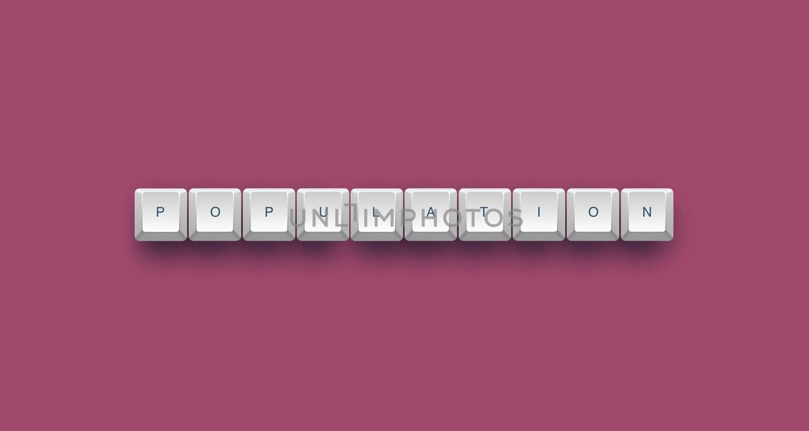 Population text on a 3d keyboard button with shadow, 3d illustration