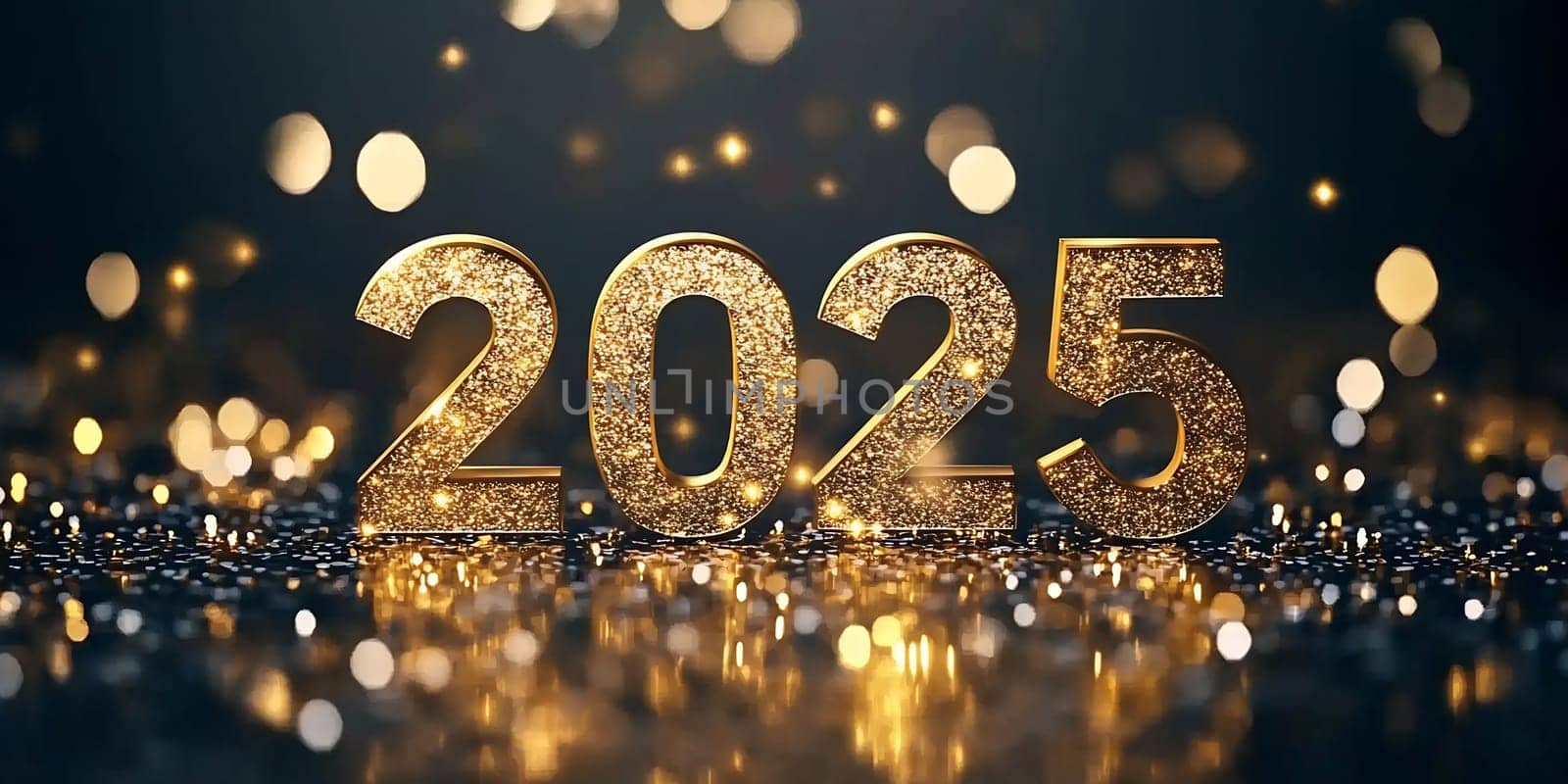 The glittering numbers 2025 sparkle with festive lights, symbolizing the excitement of upcoming celebrations and New Year festivities.