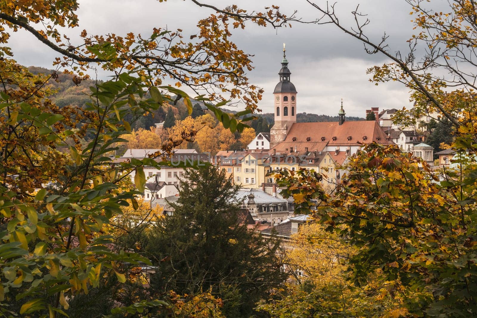 Autumn view over the old spa town of Baden-Baden at the north-western border of the Black Forest, Baden-Württemberg, Germany