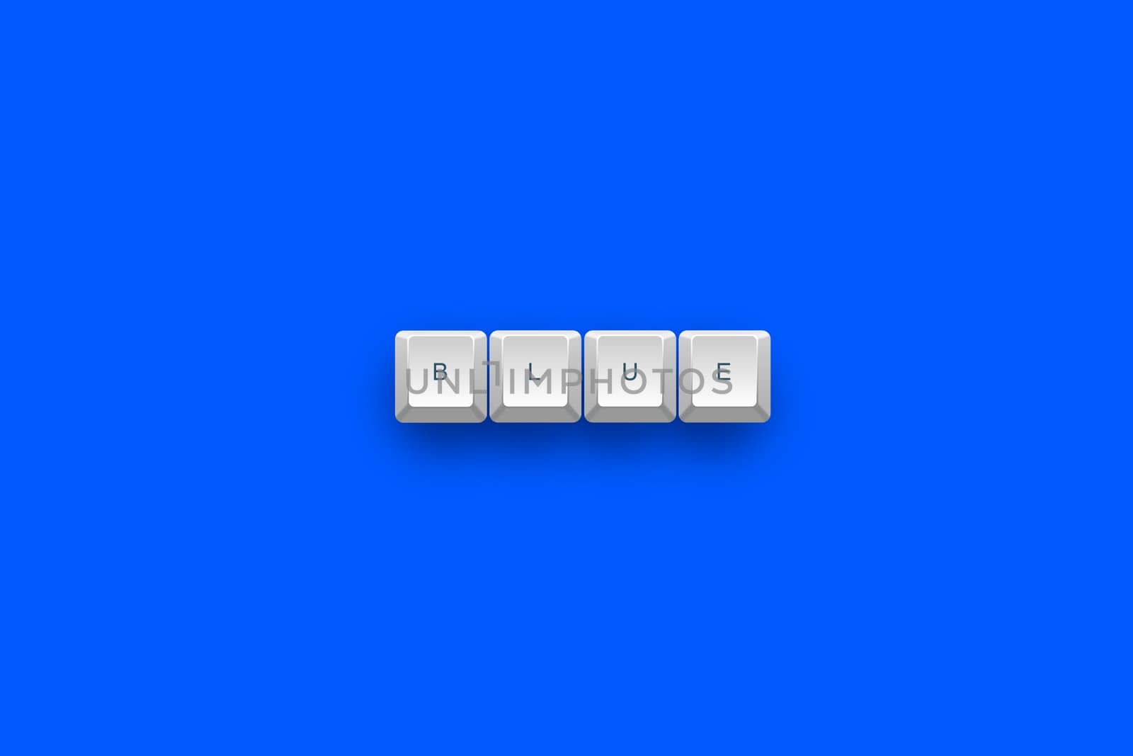 Blue text on a 3d keyboard button with shadow, 3d illustration