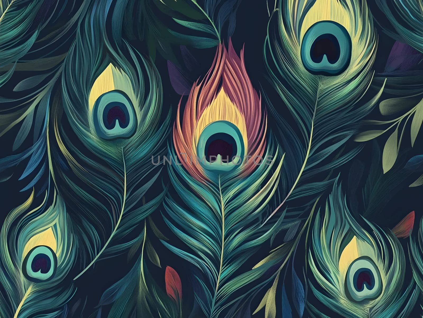 Tropical Exotic peacock bird feather pattern