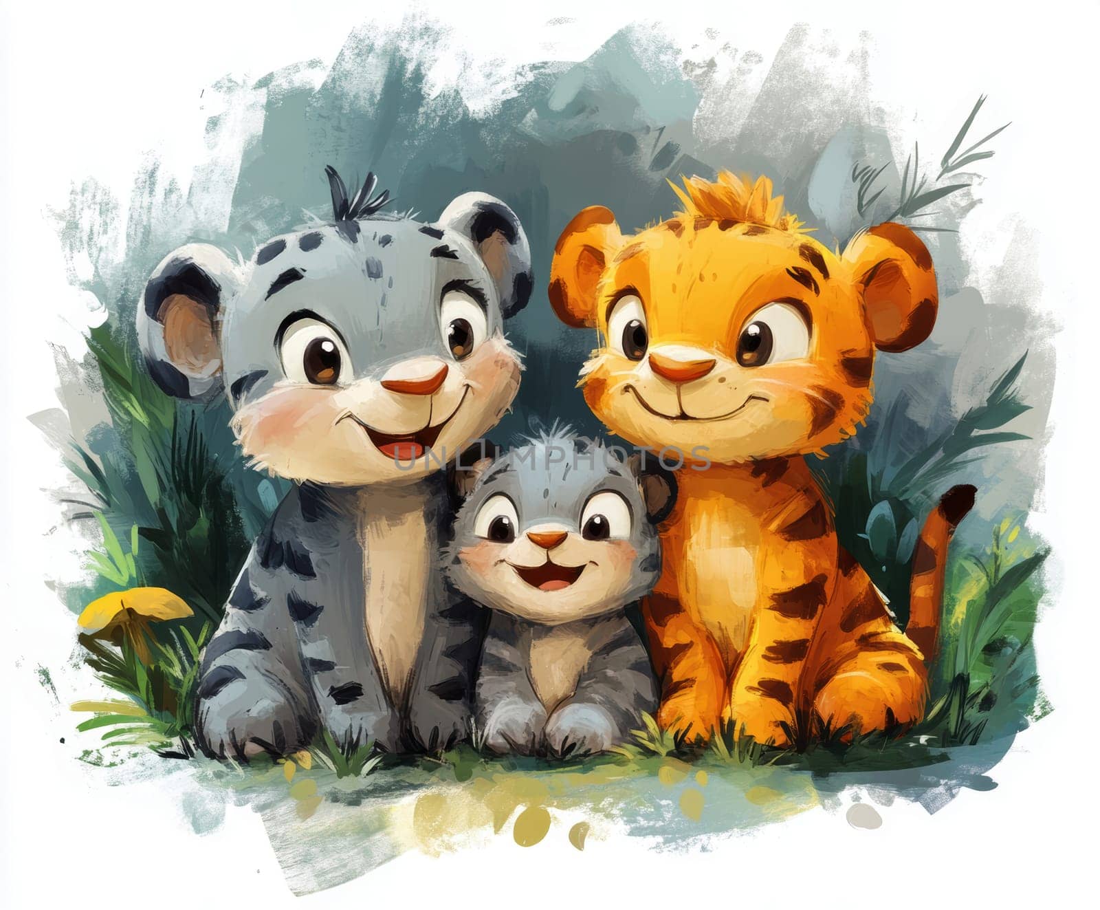Illustration for children, savannah animals. AI generative.