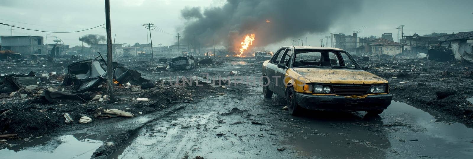 Human Rights Damage Lost in Climate Crisis. AI generative.