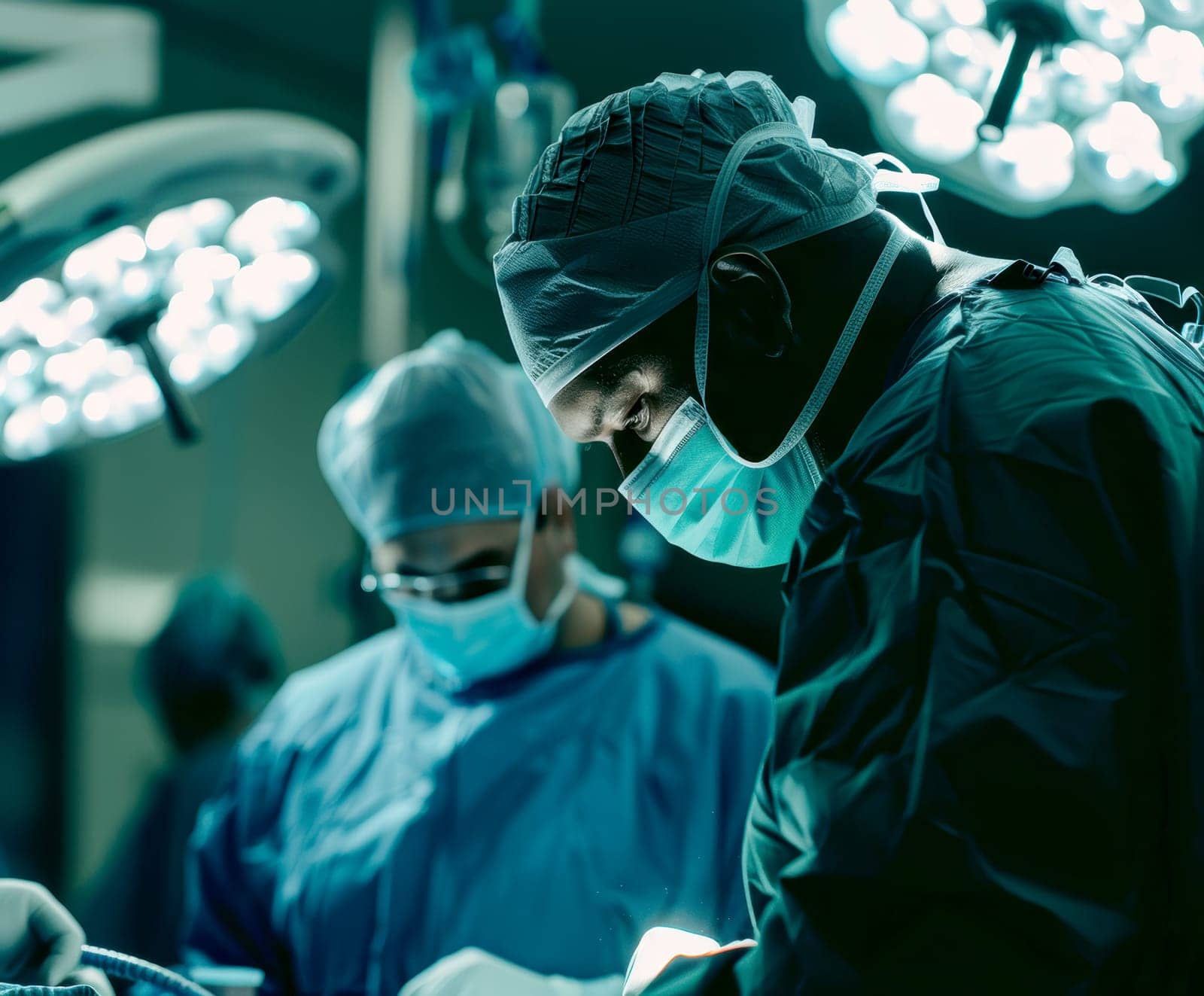 Operating theatre in the hospital. AI generative.