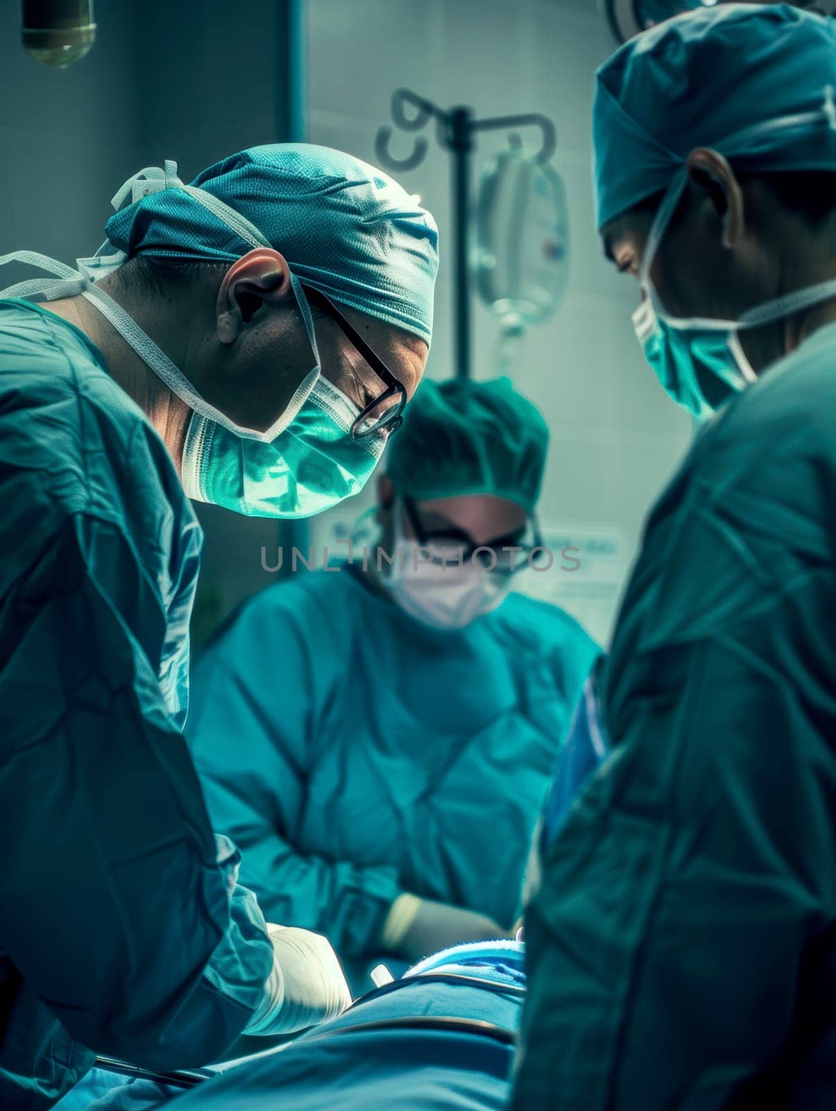 Operating theatre in the hospital. AI generative.