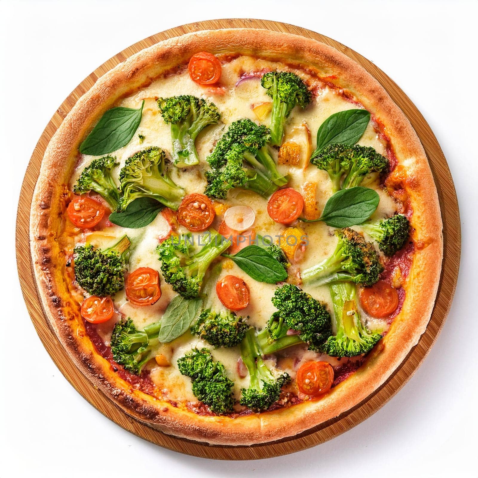 vegetarian pizza traditional Italian baked food, AI generated image