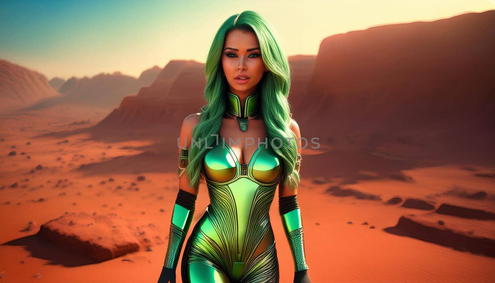 pretty young martian woman, AI generated image