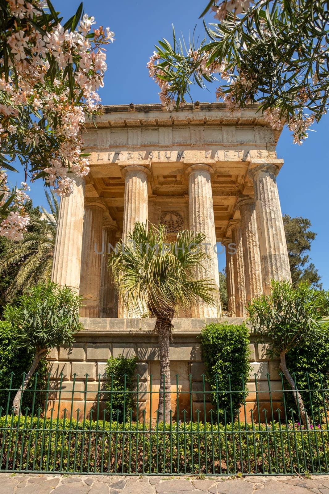 Beautiful landmark, Lower Barrakka Garden in Valletta, Malta. Cultural heritage of Malta