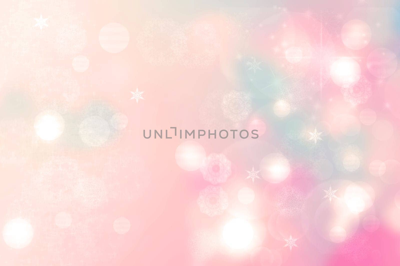 Abstract blurred festive delicate winter christmas or Happy New Year background with shiny pink and white bokeh lighted stars. Space for your design. Card concept.
