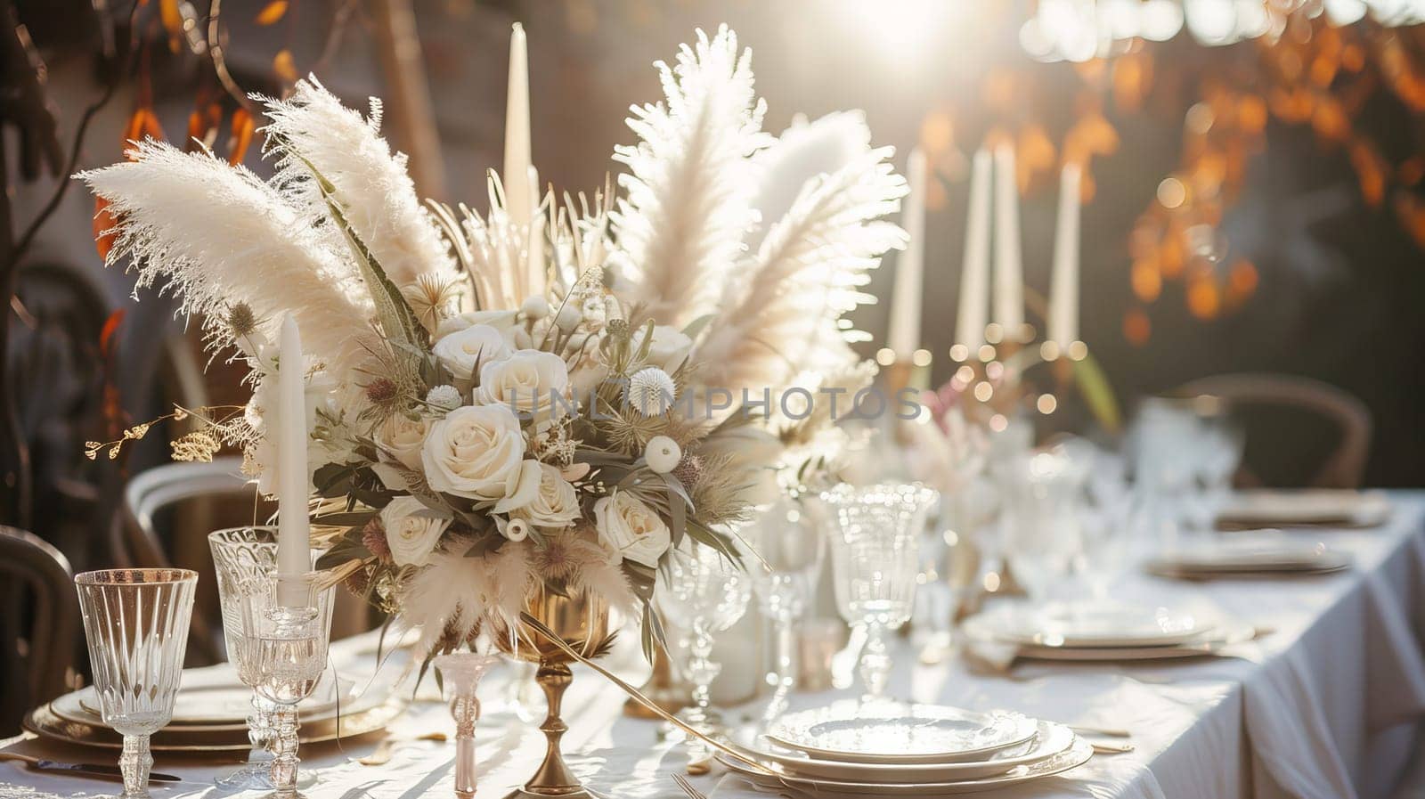 Boho chic feathers bringing a bohemian vibe to a white setting