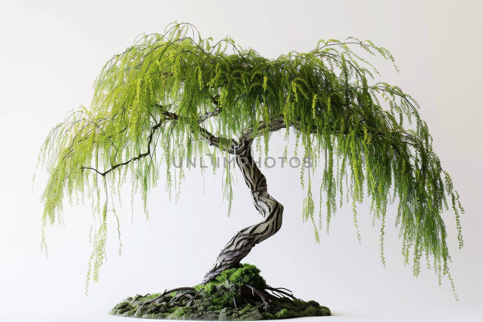 Elegant willow tree with cascading branches, adding a touch of whimsy to any composition