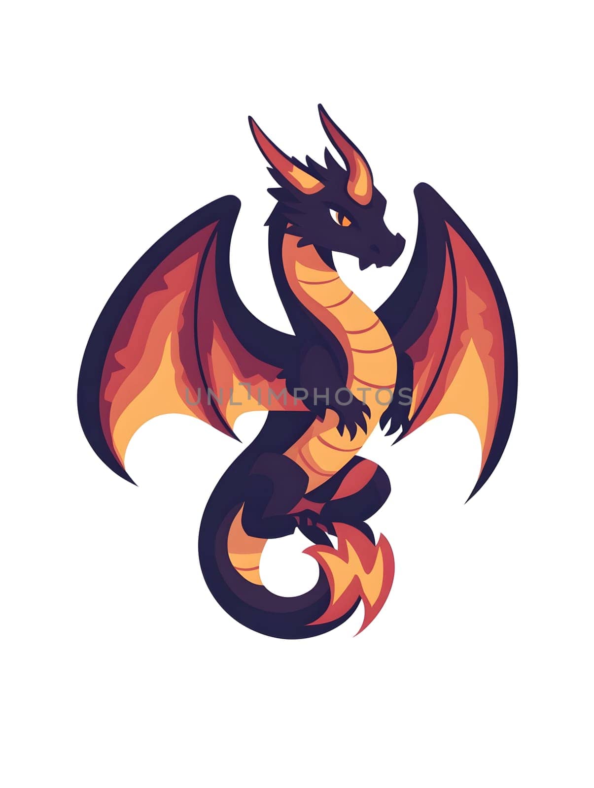 Colorful Fantasy Dragon Emblem icon logo Symbol