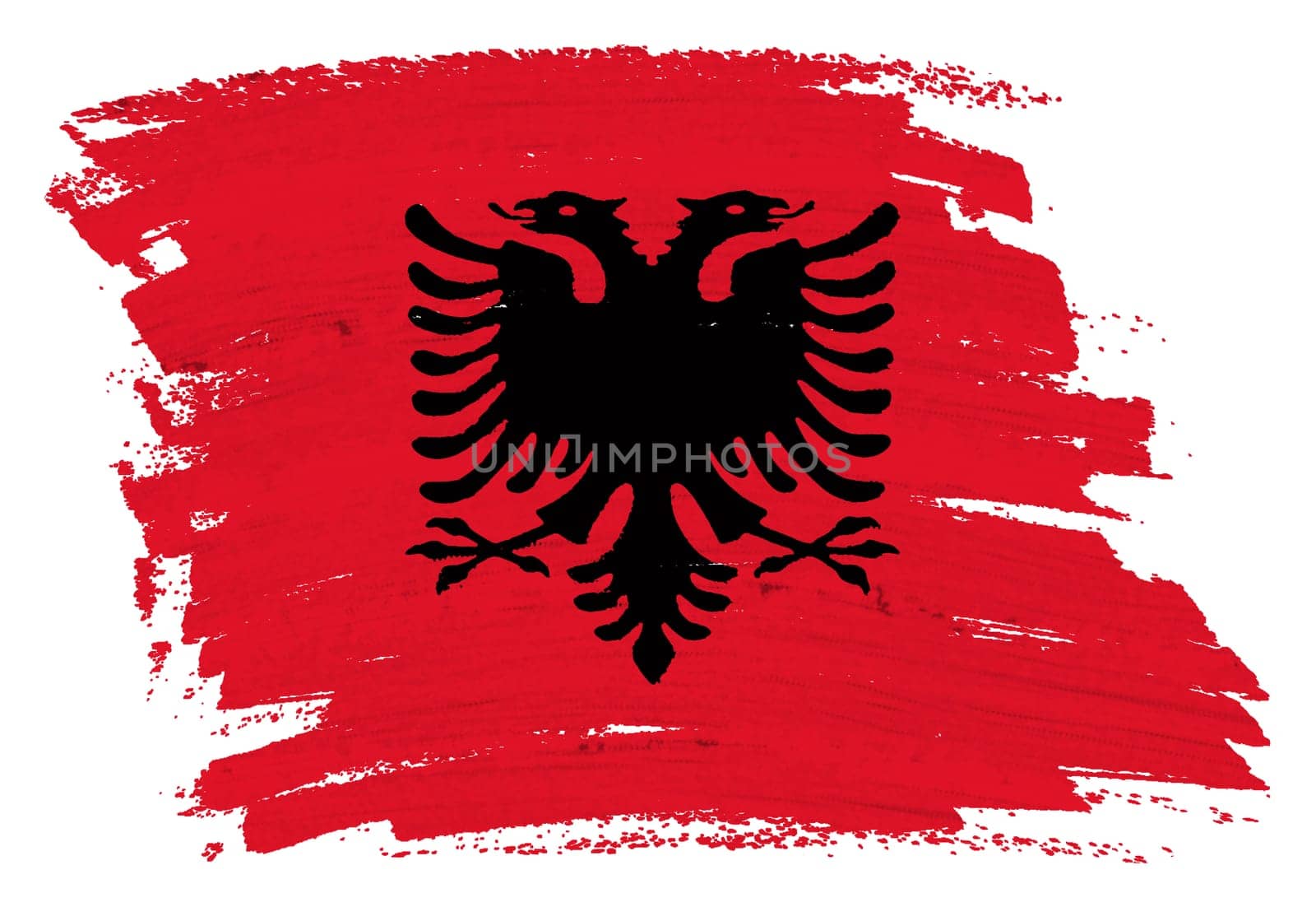 An Albania flag background paint splash brushstroke 3d illustration with clipping path