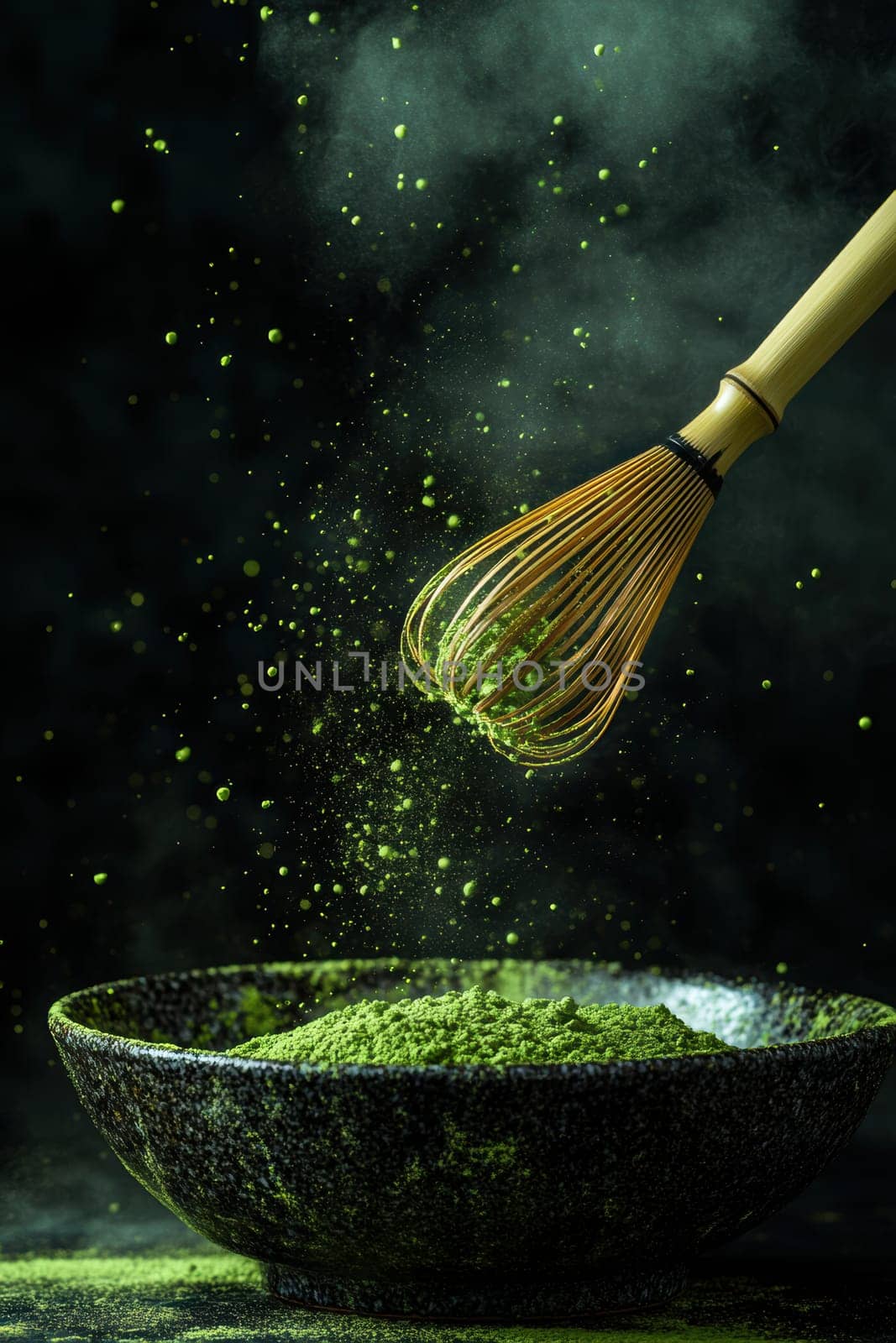 tasty Matcha Latte made from green tea. AI generative.