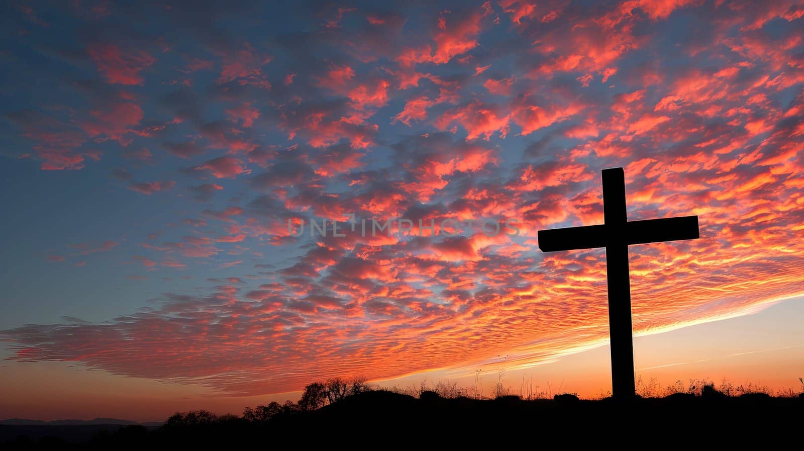 Ample room for text beside an image of a cross-shaped silhouette against the sky