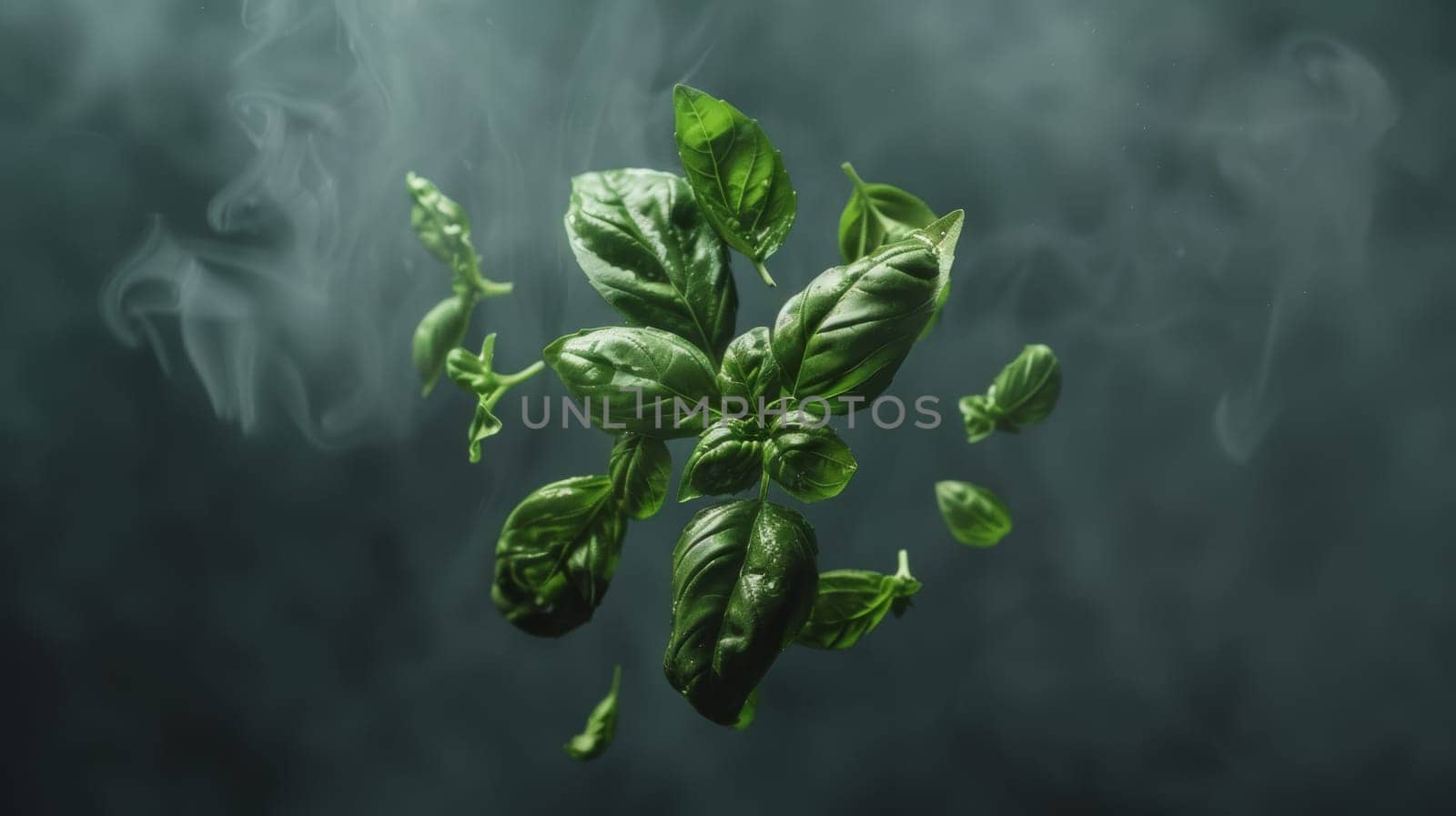 Clean and basic shot of a spinning piece of basil
