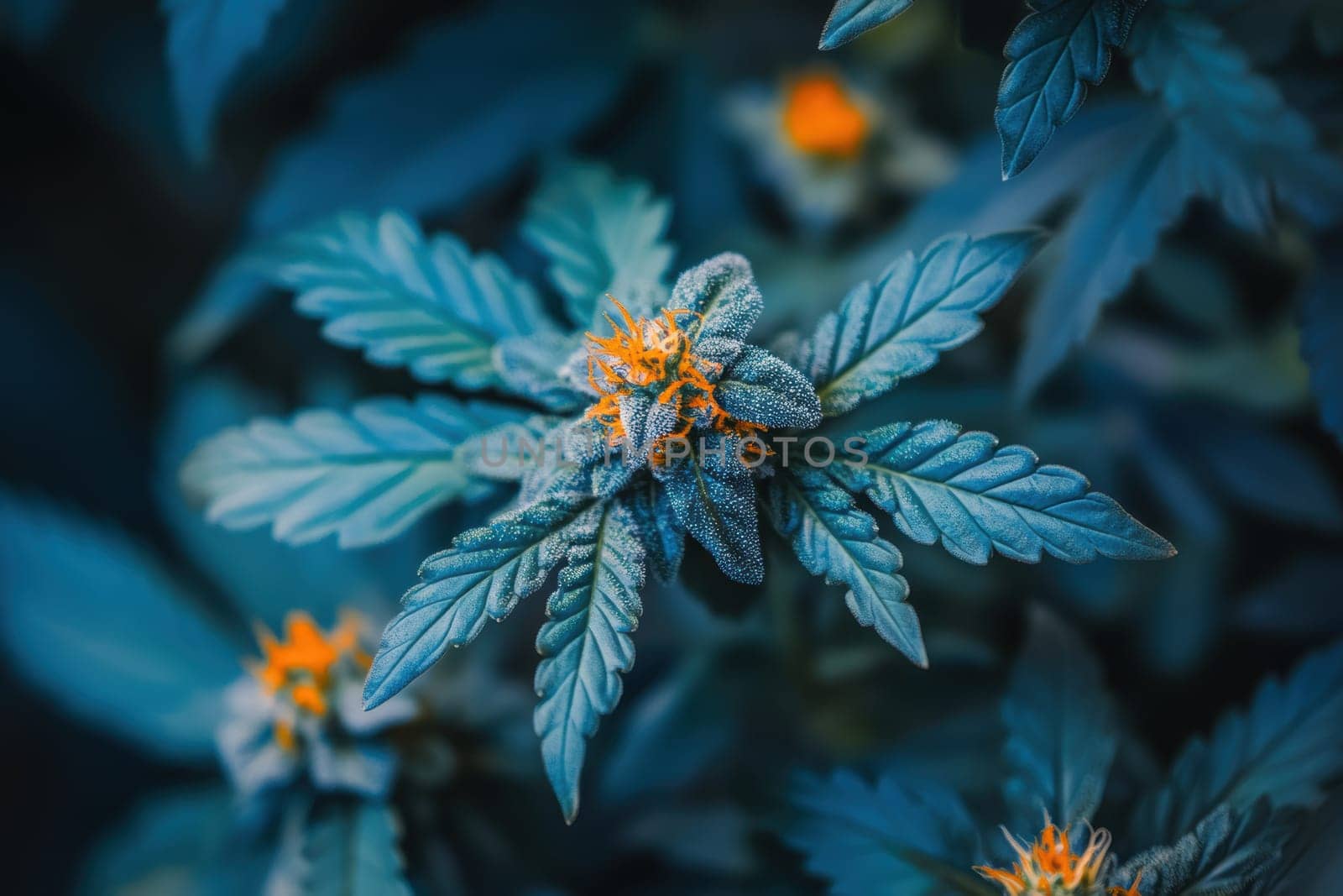 green cannabis flowers in full bloom. AI generative.