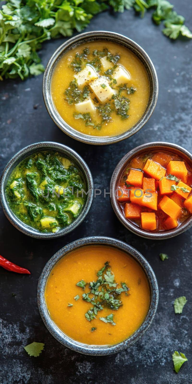 healthy pumpkin soup with ginger carrots and coconut milk . AI generative.
