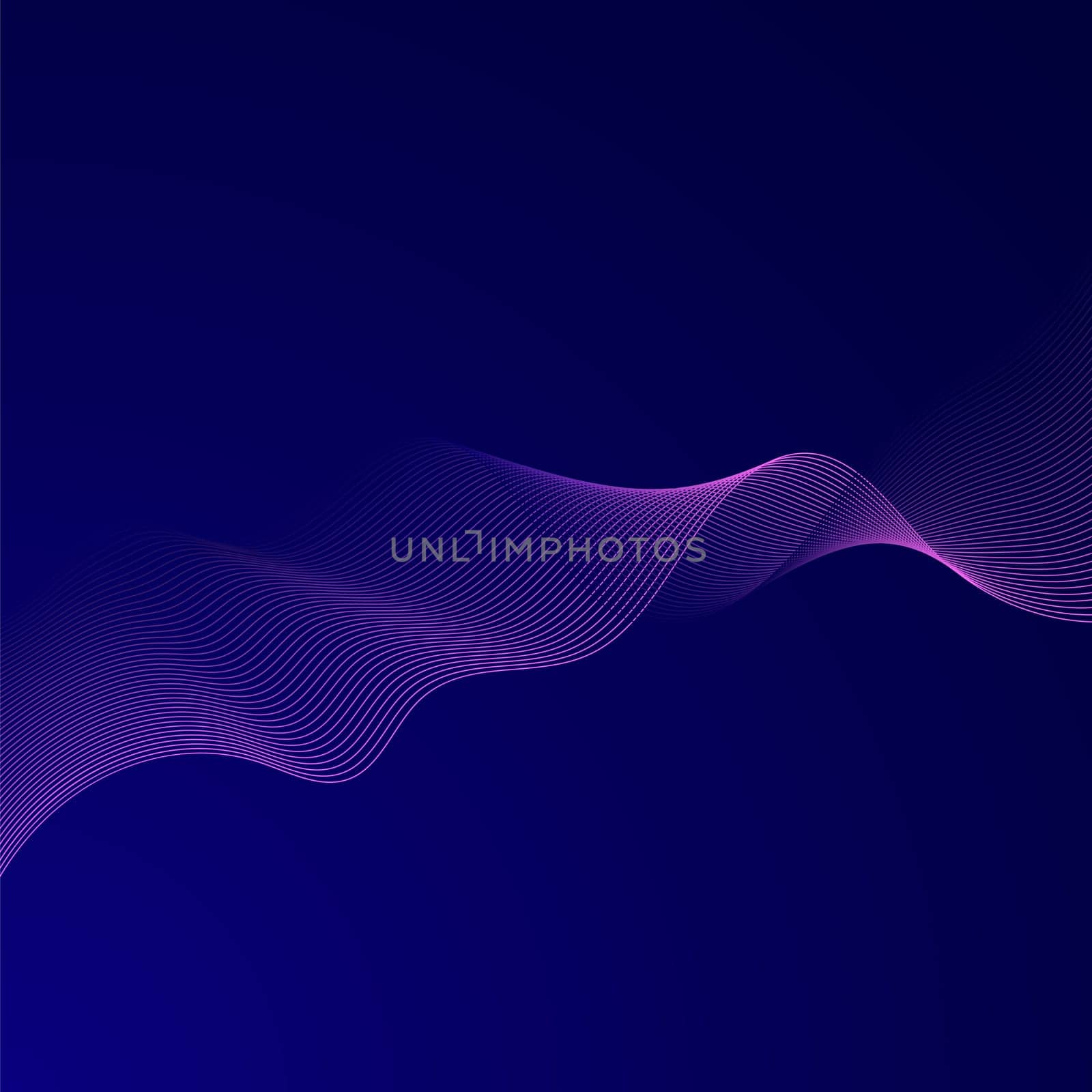Vector abstract glowing wave lines on dark blue background. Striped lines texture. Dynamic wave pattern. Modern flowing wavy lines. Futuristic technology concept.