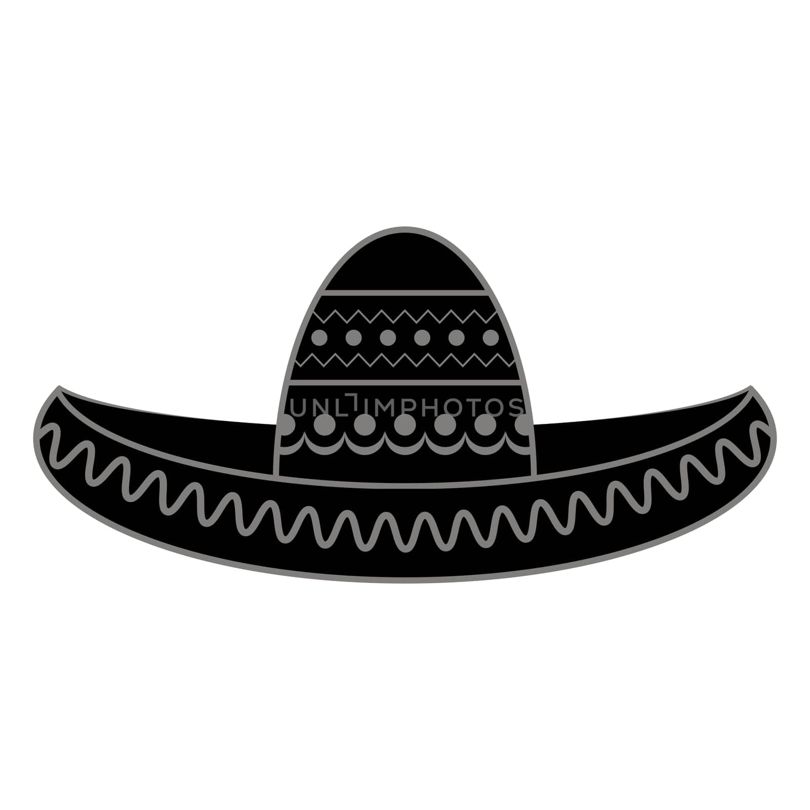 Raster Mexican sombrero. Cinco de mayo symbol isolated on white background.