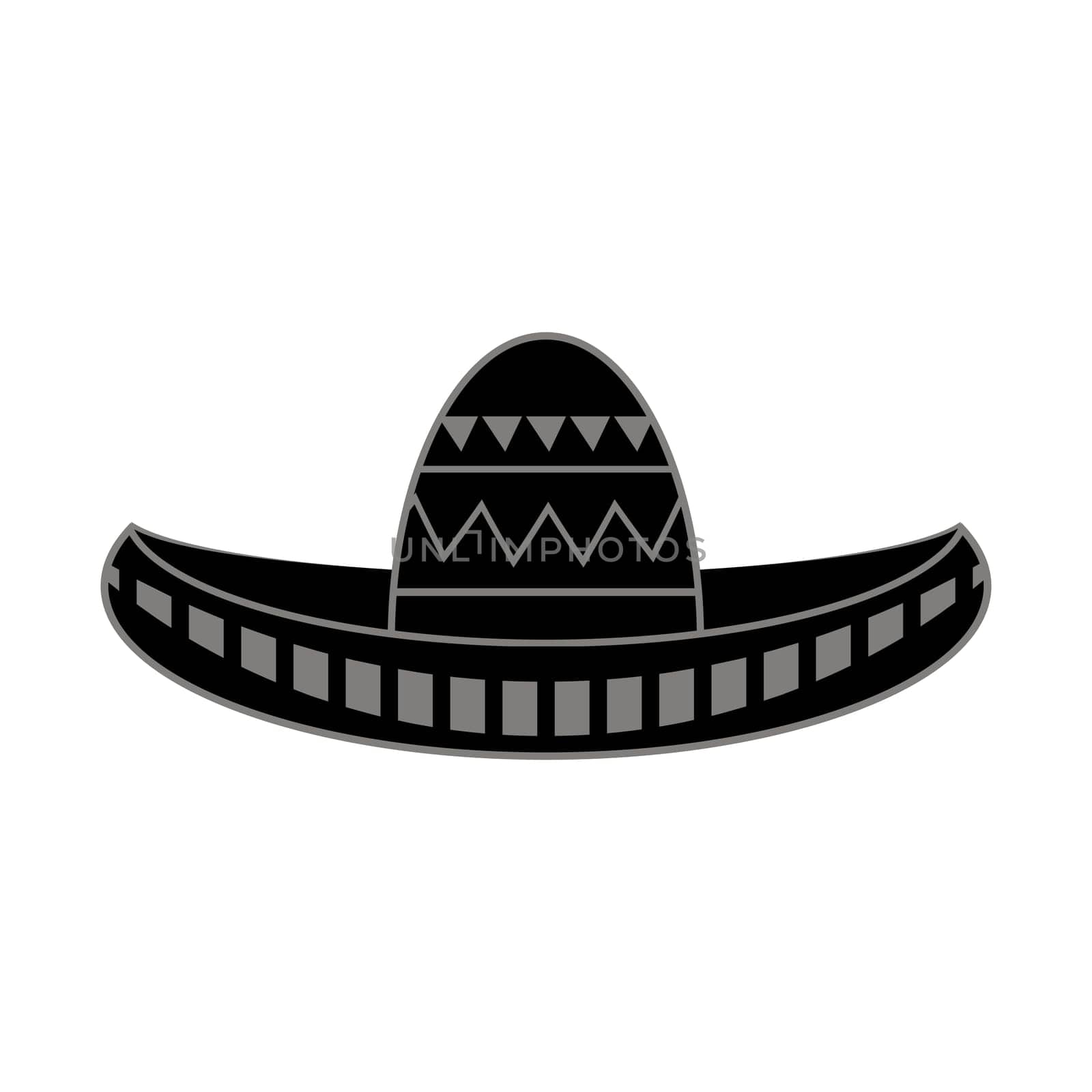 Vector Mexican sombrero with maracas. Cinco de mayo symbol isolated on white background.