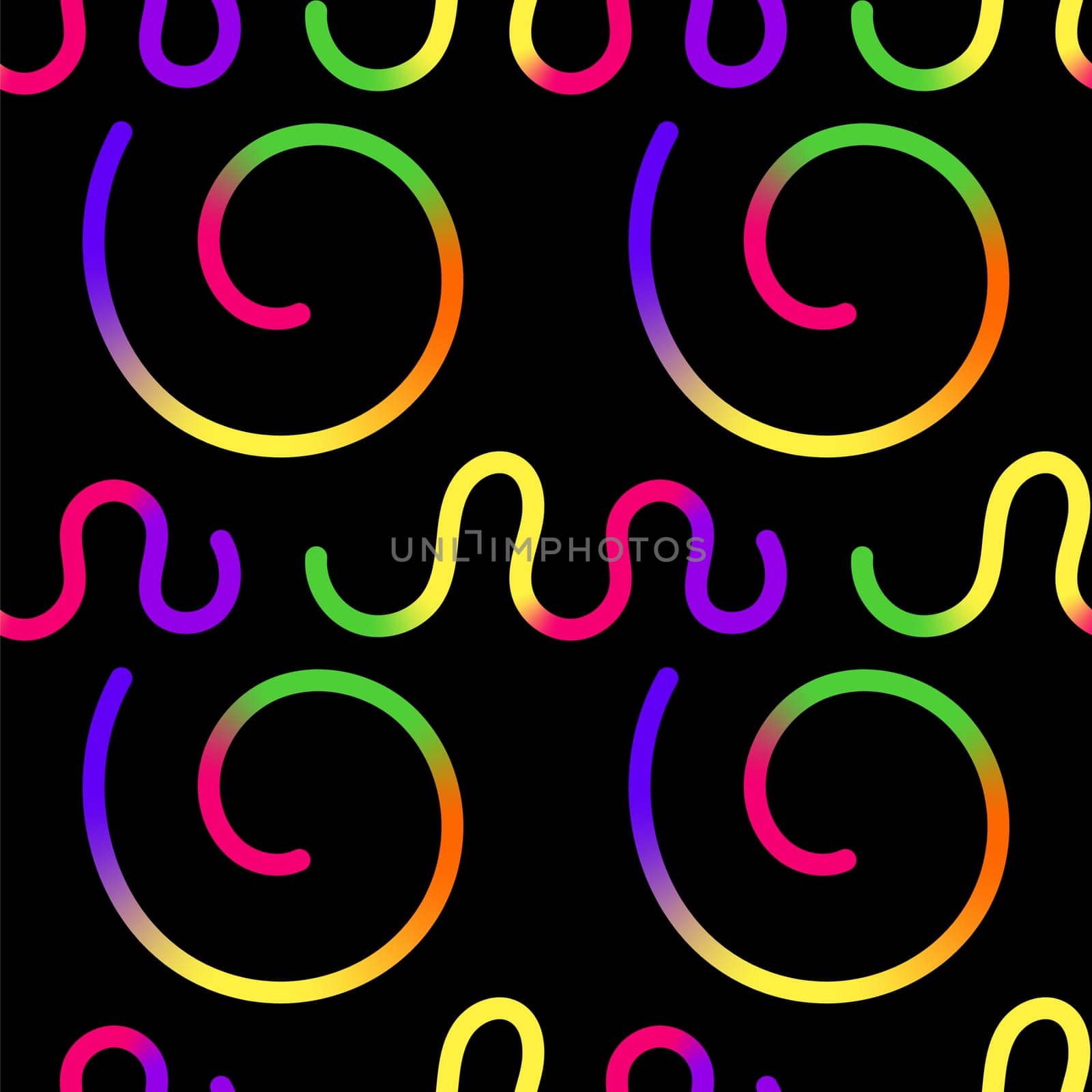 Vector Abstract Seamless Colored Gradient Shapes Set. Squiggly Design Elements. Graphic with Wavy Lines in Rainbow Colors. Colorful Fluid Wave Pattern.