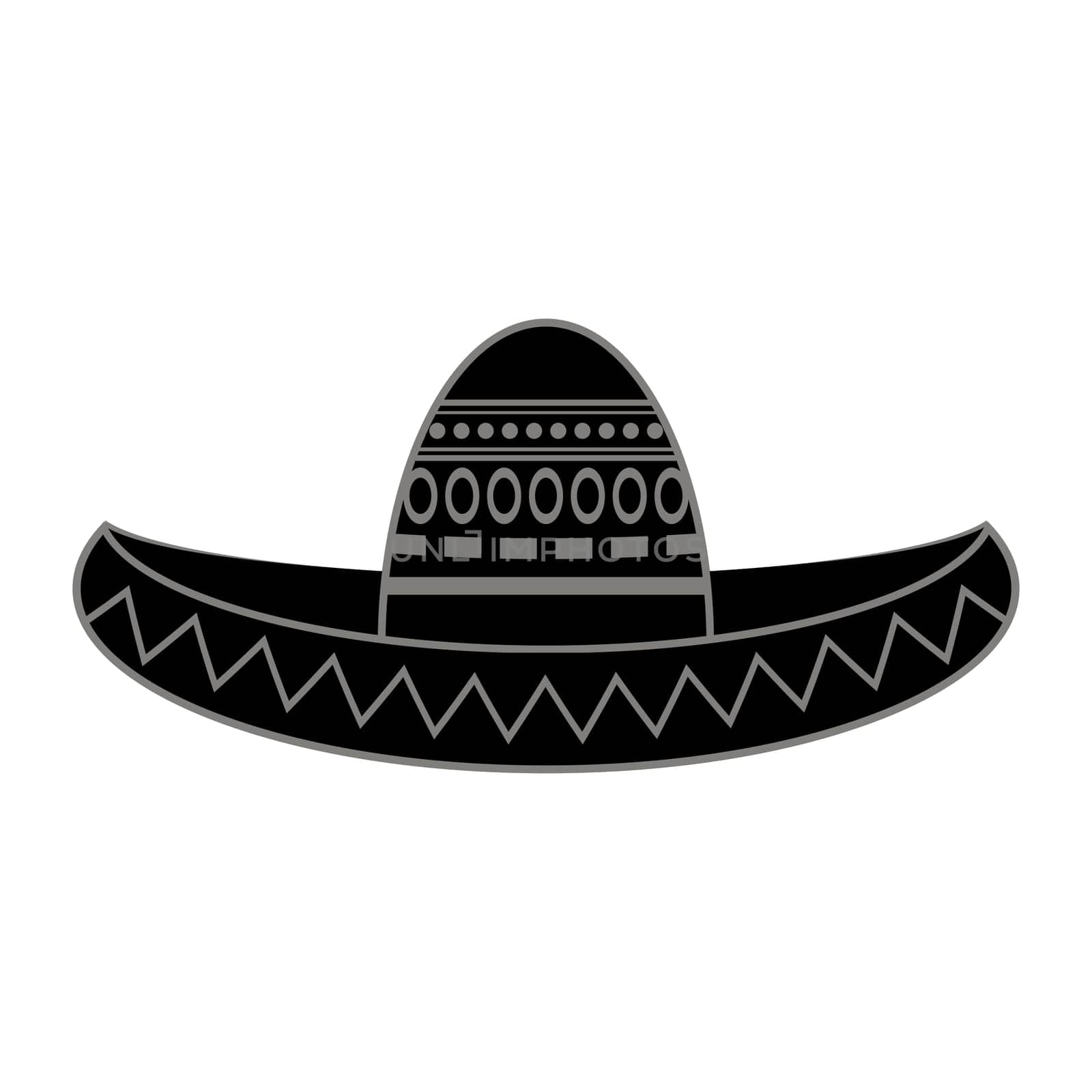 Raster Mexican sombrero. Cinco de mayo symbol isolated on white background.