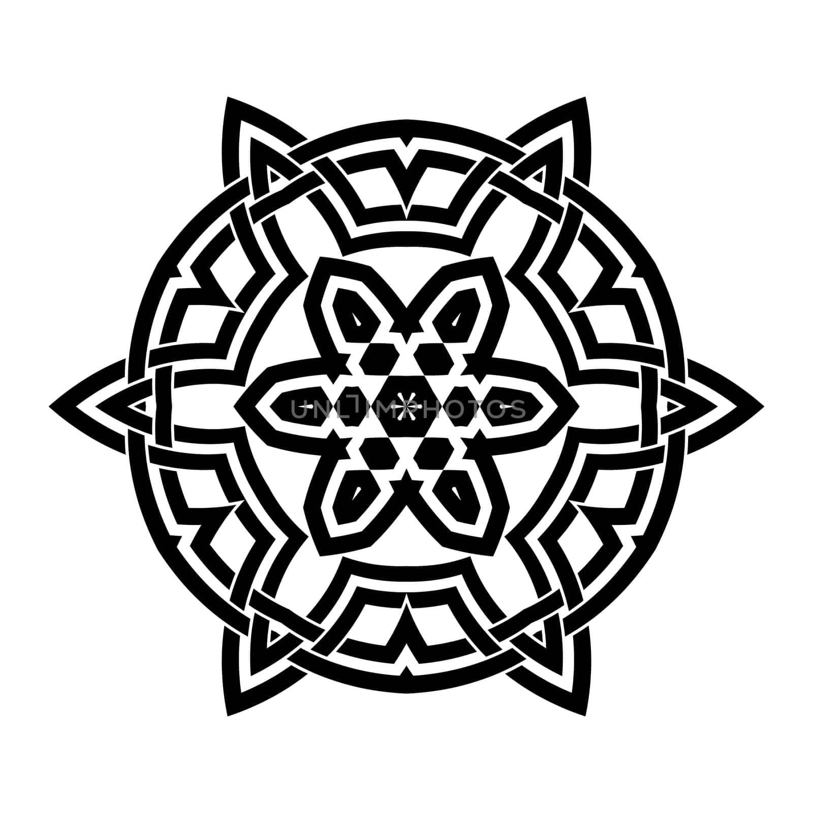 Vector round ornament. Decorative vintage ethnic pattern for tattoo or logo. Celtic knots frame. Scandinavian traditional ornament.