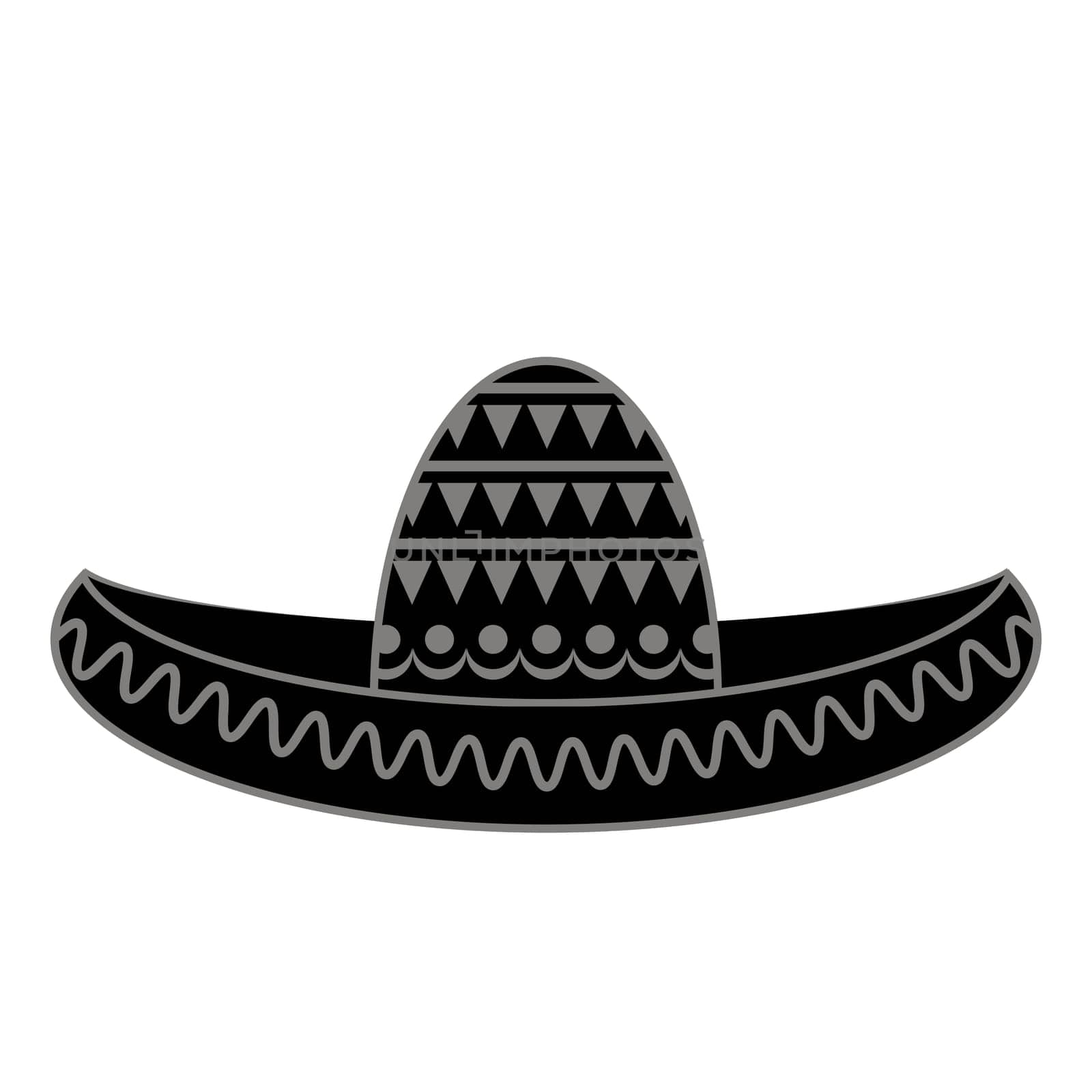Vector Mexican sombrero with maracas. Cinco de mayo symbol isolated on white background.