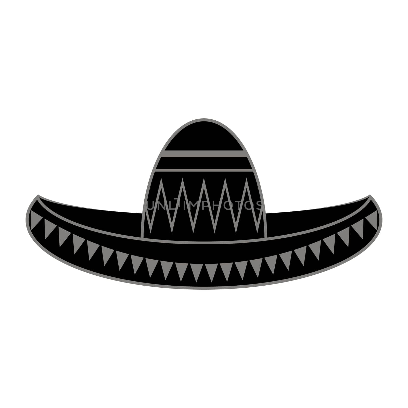 Vector Mexican sombrero with maracas. Cinco de mayo symbol isolated on white background.