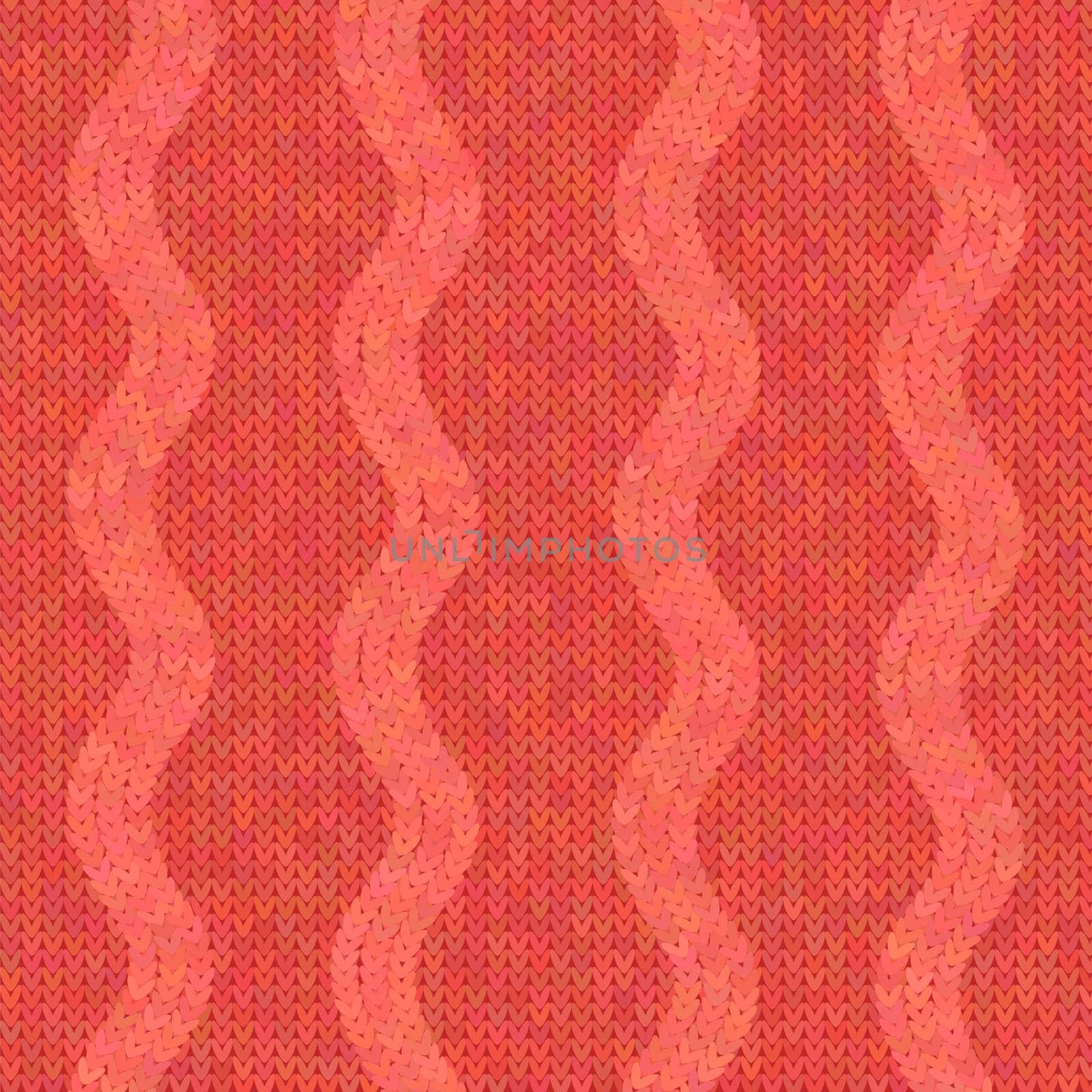 Vector Stylish Knit. Red Knitted Texture. Woolen Pullover Canvas Print. Winter Fabric Pattern.